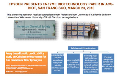 EPYGEN PRESENTS ENZYME BIOTECHNOLOGY PAPER IN ACS- BIOT
